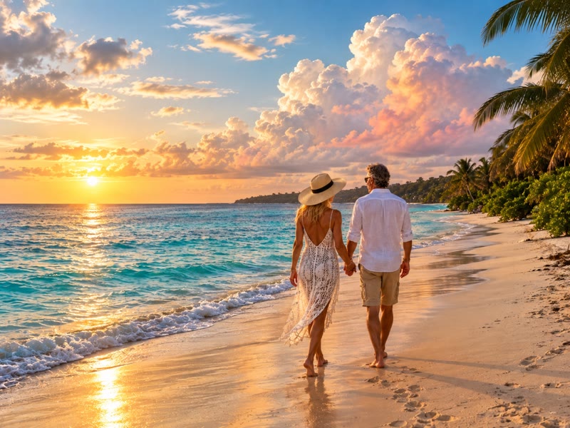 Una pareja caminando por la orilla