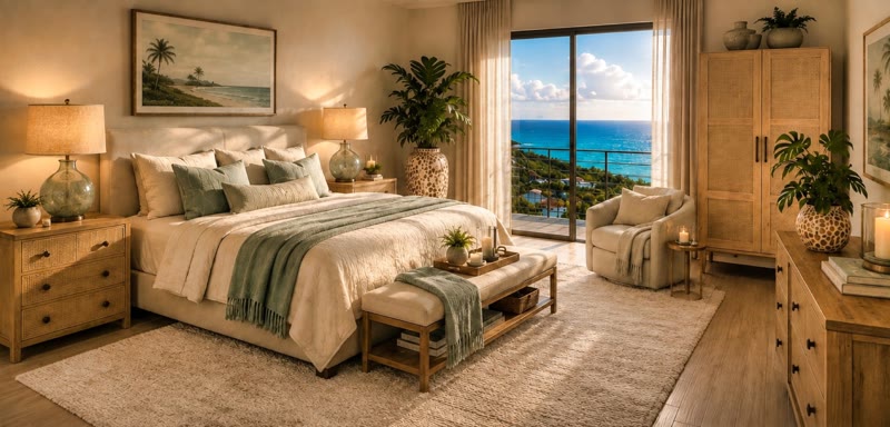 Illustrative bedroom finishes at ONE ROATÁN